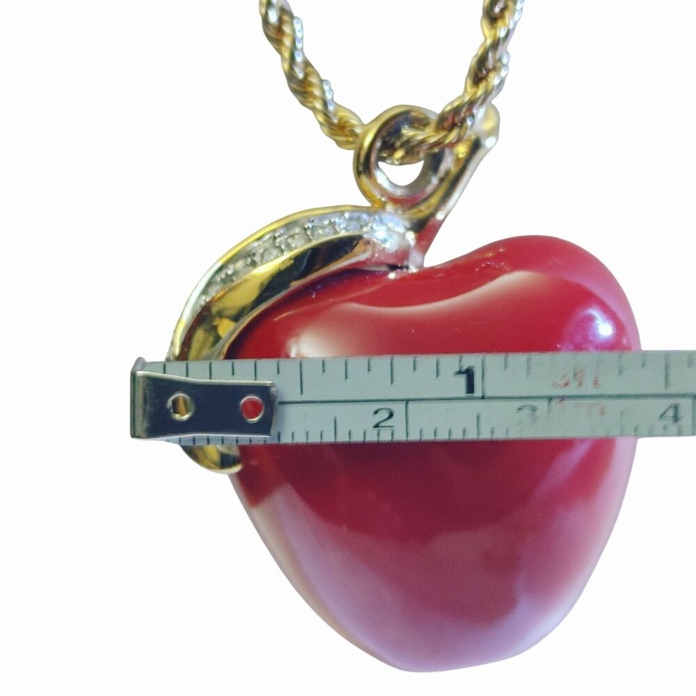 Red Apple Pendant Necklace Vintage Kenneth Jay La… - image 6
